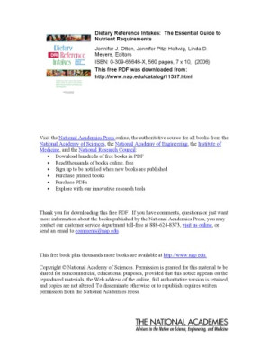 dietary reference intakes the essential guide to nutrient requirements
